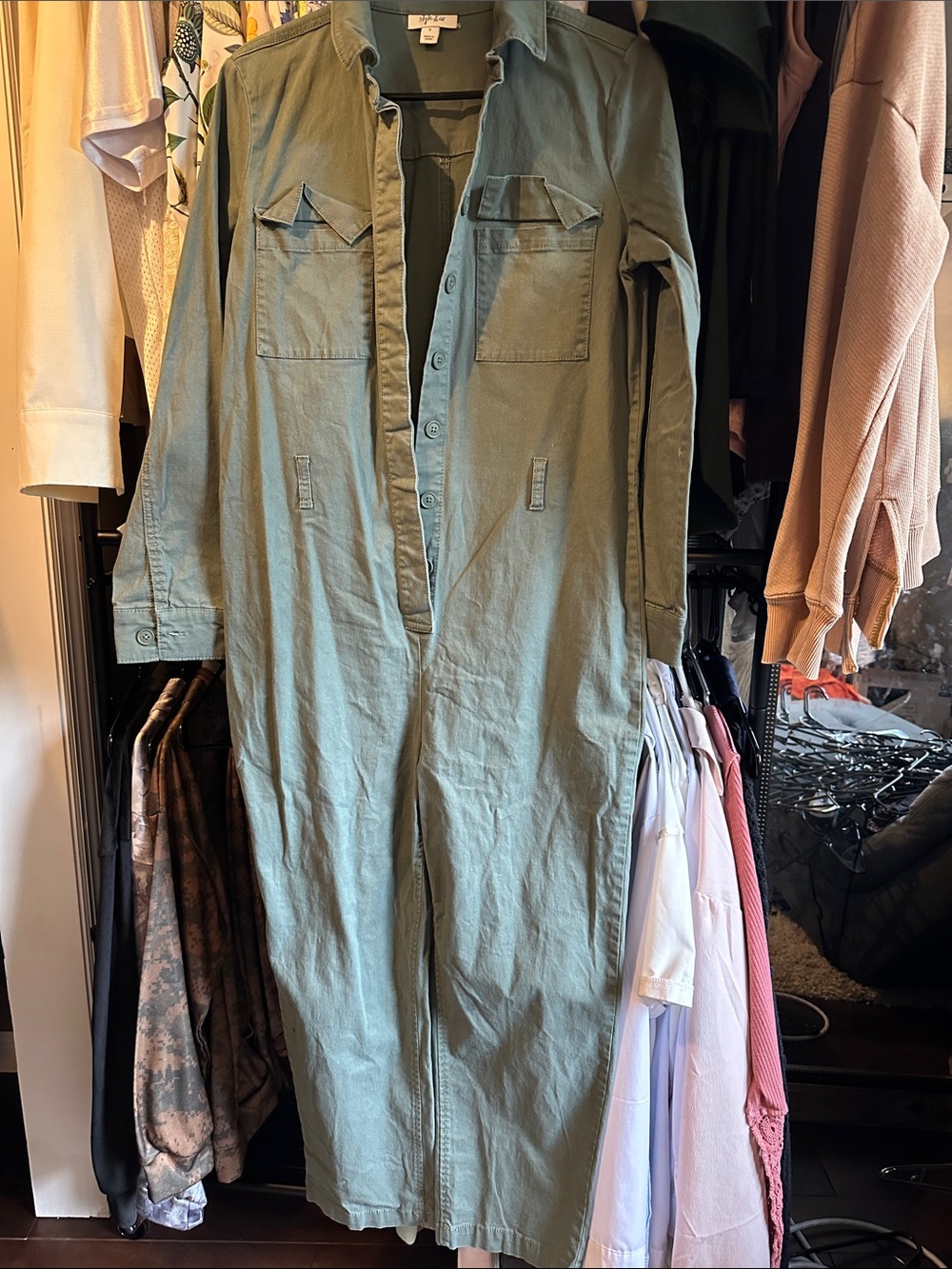 & Other Stories Olive Green Utility Jumpsuit